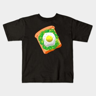 Avocado Toast with Egg (Black Background) Kids T-Shirt